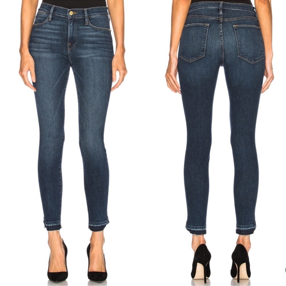 Frame Le High Skinny Jeans Ferdinand Wash Raw Hem Denim